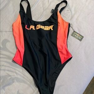 LA Gear Black and Orange Swimsuit NEW